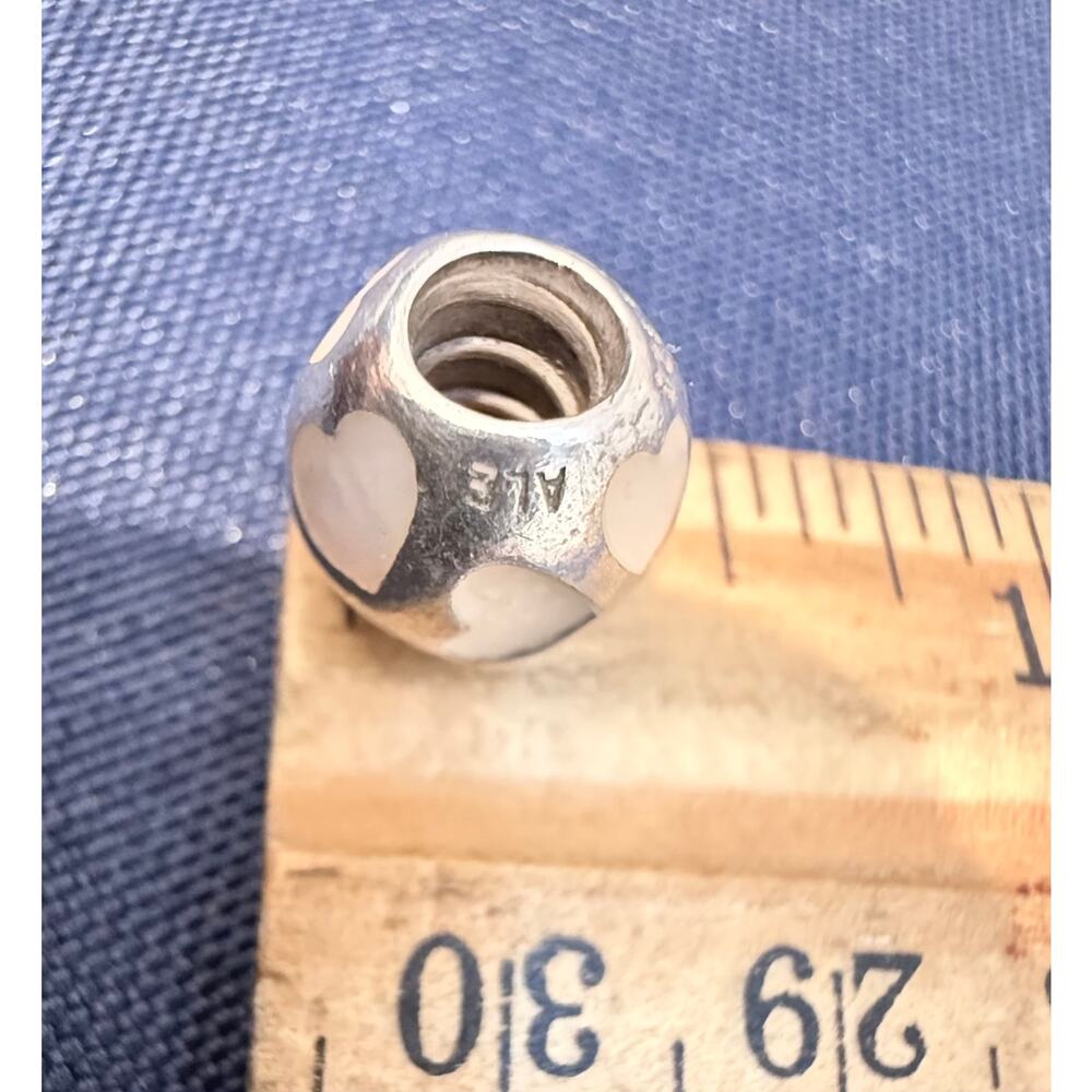 Authentic Pandora ALE 925 Sterling Silver Mother of Pearl Heart Charm